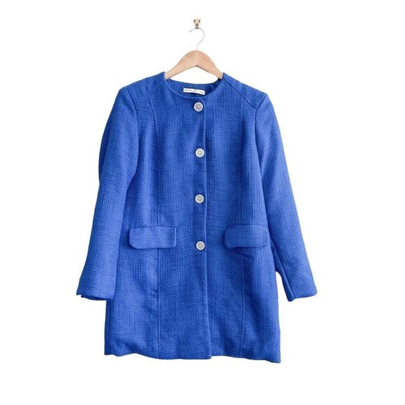 AVON Signature Collection Womens Woven Coat Jacket Button Pockets Blue Small - Picture 1 of 8